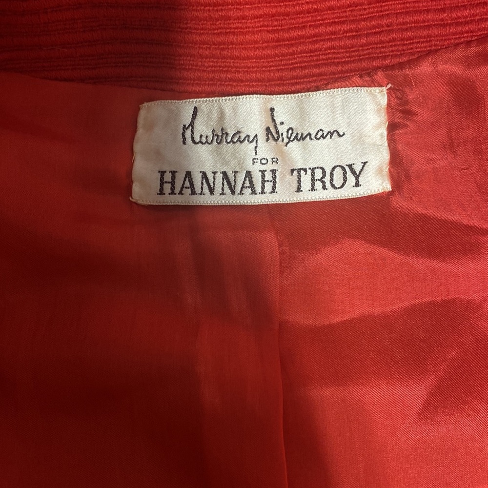 Vintage 1960s reddish orange Hannah Troy Dress with matching cropped jacket sz 6 - Picture 11 of 16